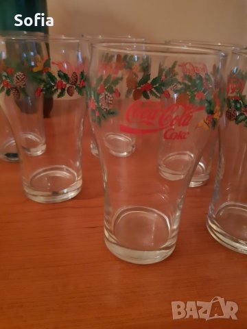 Кока Кола чаши /"Vintage enjoy Coca-Cola Christmas Glass Bells Balls of Holly” - 80-90те, снимка 4 - Колекции - 31652682