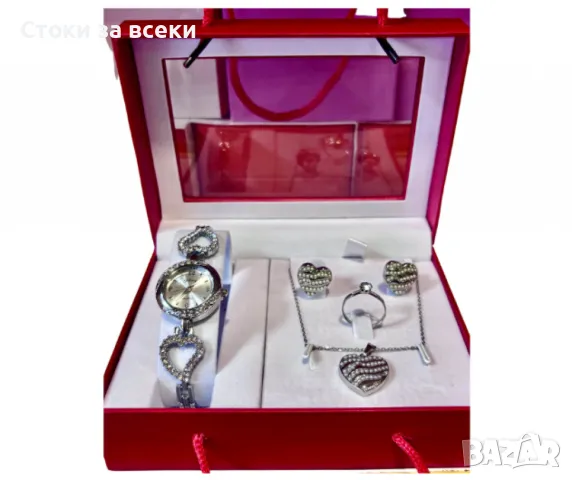 Луксозен дамски комплект часовник с бижута 4в1, идеалният подарък за изискани дами