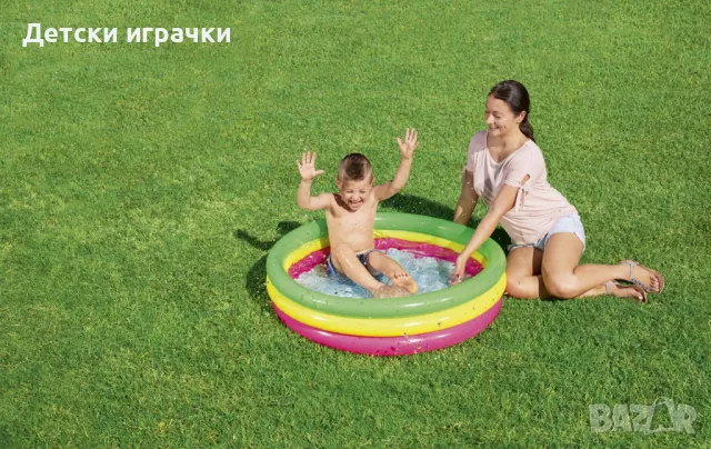 Детски надуваем басейн Bestway, Pool, 102 х 25 см, 3 пръстена, с меко дъно, снимка 2 - Басейни и аксесоари - 49937207