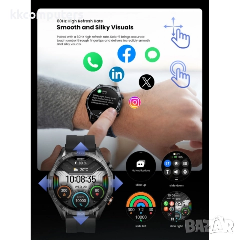 HAYLOU Solar 5 Смарт часовник-1.58" AMOLED, Bluetooth обаждания, NFC, 150+ спорта, 24/7 здравен мони, снимка 5 - Смарт часовници - 52537145