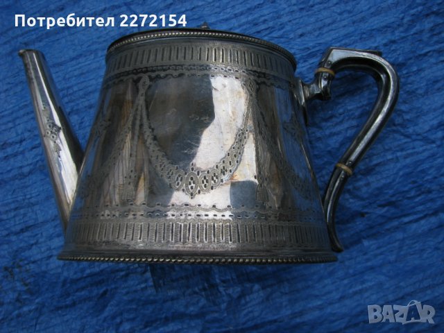 Посребрен чайник, снимка 3 - Антикварни и старинни предмети - 31358030