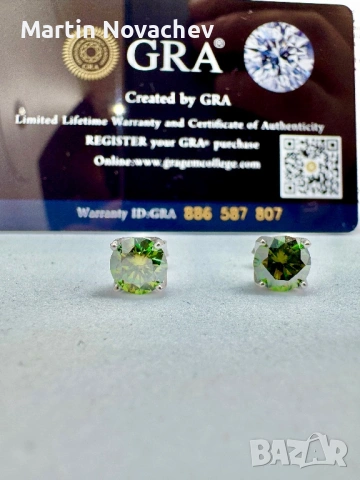 Сребърни обеци с мойсанит (Диамант) 1 карат