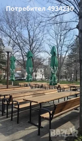 Професионални градински комплекти: Дървена маса с 2 пейки (200см)