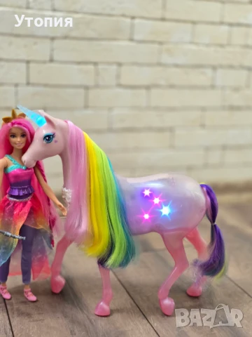 Кукла Барби и светещ музикален Еднорог, снимка 2 - Кукли - 50886304