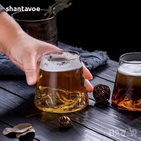 Чаша за уиски с релефно дъно планински връх , снимка 2 - Чаши - 49368544