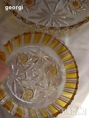 Немски двуцветен кристал плато и купа 13/3, снимка 4 - Прибори за хранене, готвене и сервиране - 35475592