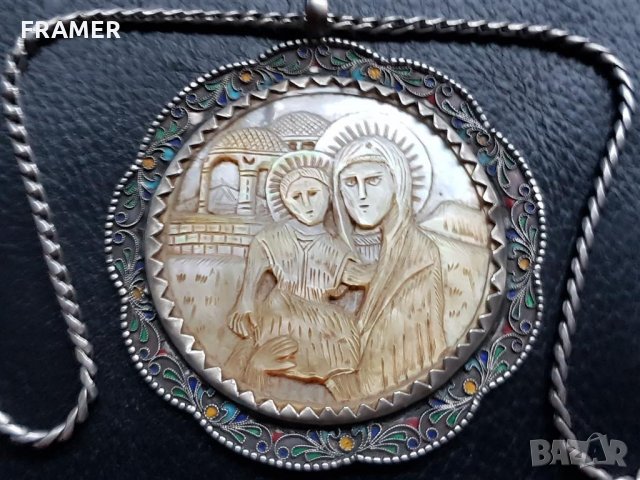 Сребърна 84 Царска Русия 1890 нагръдна Икона панагия кръст, снимка 2 - Антикварни и старинни предмети - 35604505