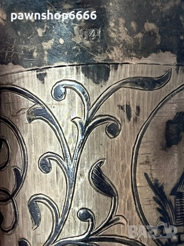 Руска сребърна чаша за кидуш от 19-ти век, 0.84 проба, снимка 7 - Антикварни и старинни предмети - 51454580