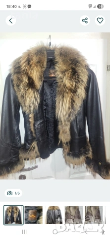 Яке от естествена кожа и яка от лисица