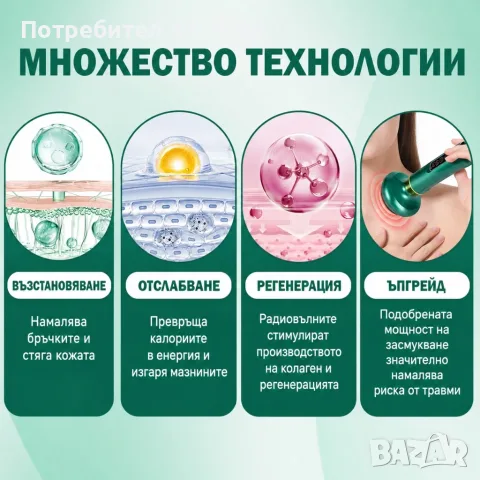 Антицелулитен вакуумен масажор за тяло с вендузи, загряване и 12 нива на засмукване, снимка 7 - Масажори - 55973331