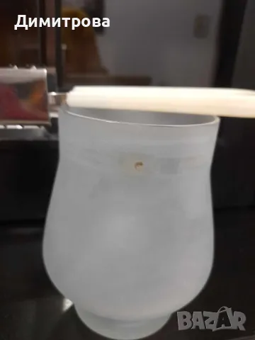 Стъклен съд за лед с щипка, снимка 2 - Прибори за хранене, готвене и сервиране - 49415437