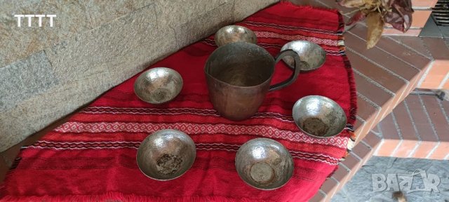 Стар кован меден сервиз за вино , снимка 7 - Антикварни и старинни предмети - 39842509