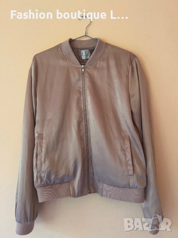 Сатенено якенце тип бомбър с уникален гръб с бродерия от мъниста и пайети М размер с джобове CULTURE, снимка 8 - Якета - 51667315