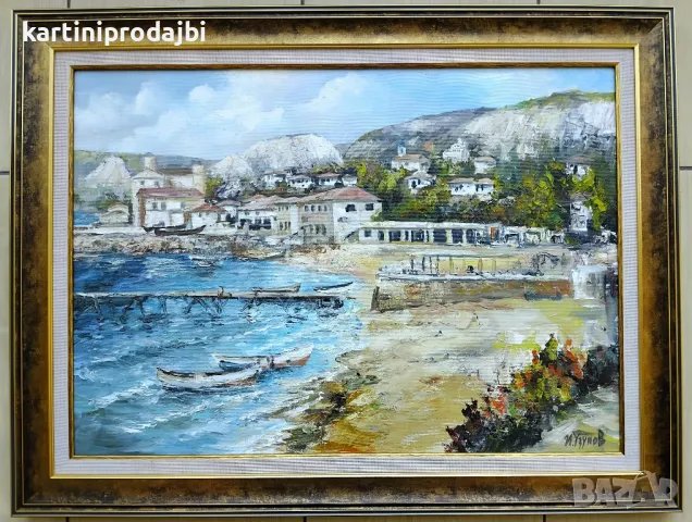 Продавам маслена картина " Плажът Балчик " , снимка 4 - Картини - 19887764