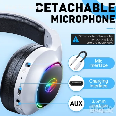 2,4 GHz безжични геймърски слушалки с кабелен режим Awinnasey, снимка 5 - Слушалки и портативни колонки - 49783617