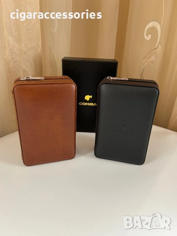 Cohiba преносим хумидор за 4 пури – кедър, кафяв/черен, снимка 7 - Табакери - 54190579