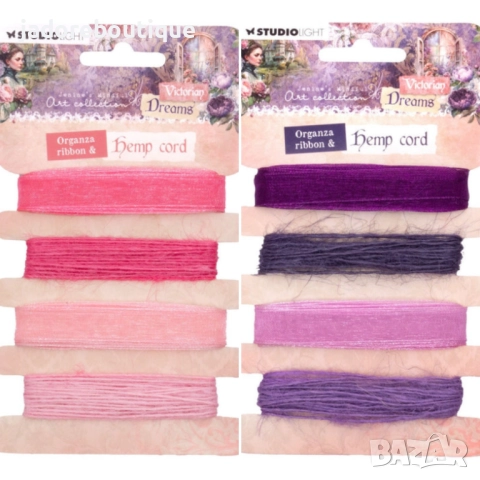 Studio Light Victorian dreams Панделки органза и конопени шнурове - лилава/ розова гама