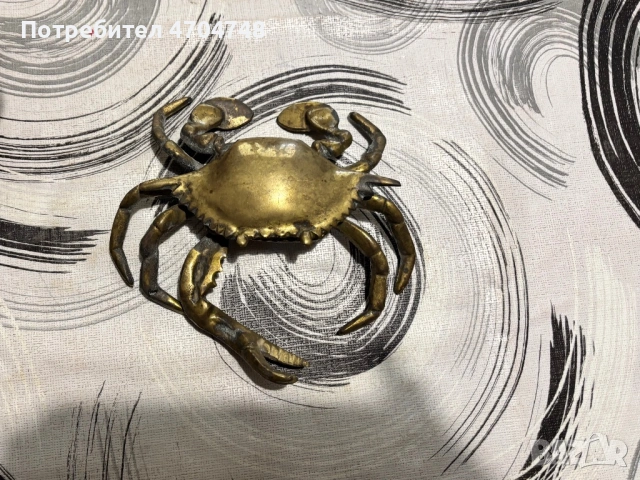 Бронзов пепелник рак без една щипка, снимка 2 - Антикварни и старинни предмети - 53935946