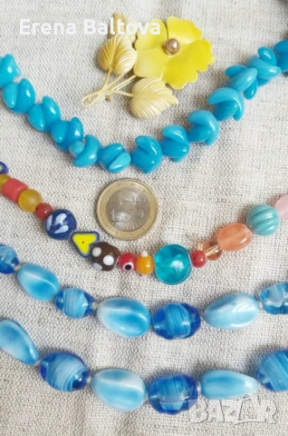 🩵💛🌻🩵   Стар гердан колие брошка фигура Мурано, снимка 6 - Колиета, медальони, синджири - 53939769