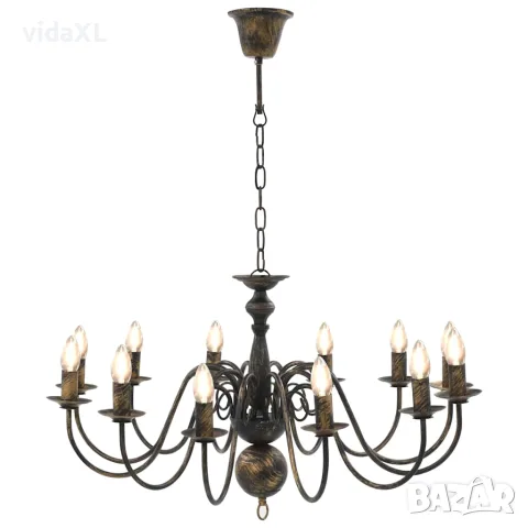 vidaXL Полилей, антично черно, 12 х Е14 крушки, снимка 2 - Полилеи - 56146565