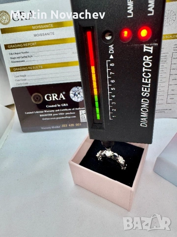 Сребърен пръстен с мойсанит (Диамант) 7 карата, снимка 12 - Пръстени - 54243113