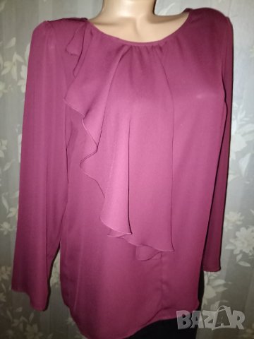 Dika - M, L-Перфектна официална блуза от шифон в бордо, снимка 3 - Корсети, бюстиета, топове - 38401449