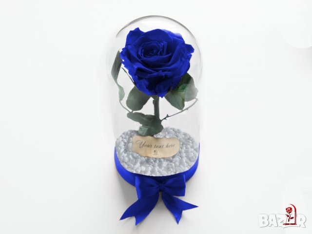 Оригинален Подарък за Жена / Синя Вечна Роза в Стъкленица / Естествена Роза Подарък за Имен Ден, снимка 2 - Други - 34470556