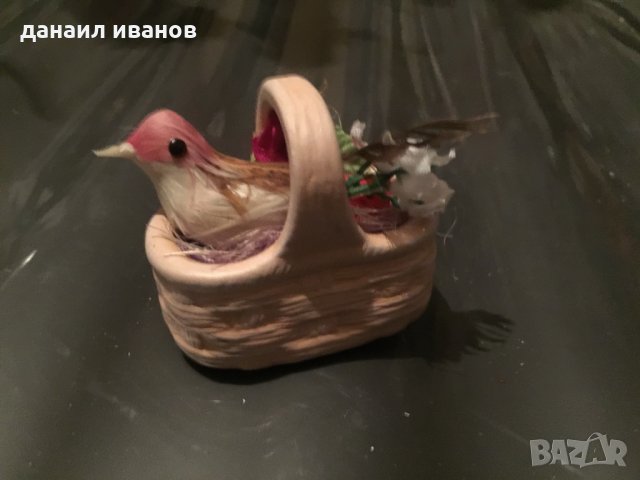 Птиче в кошничка мини, снимка 1 - Декорация за дома - 35053675