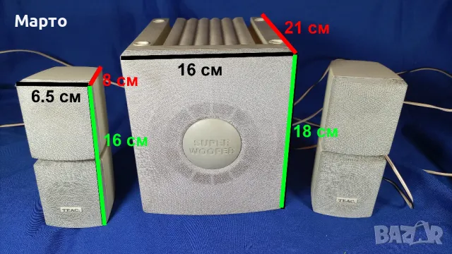 Колонки, Тийк, 2 сателита и бас каса TEAC powerr max 500, снимка 2 - Тонколони - 50204912