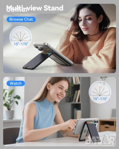 MagSafe портфейл за 5 карти със стойка, RFID блокиране, черен, снимка 4 - Аксесоари за Apple - 54048167