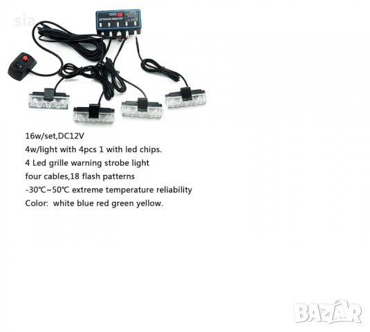LED Лампа за пътна помощ-мигаща, аварийни маяци за камион, Блиц 4-LED , 4 броя предупредителни мигащ, снимка 5 - Аксесоари и консумативи - 31321785