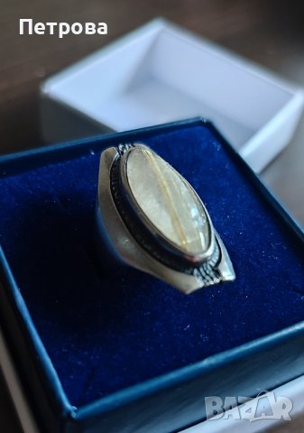 Авторски сребърен пръстен с естествен камък, снимка 3 - Пръстени - 42101187