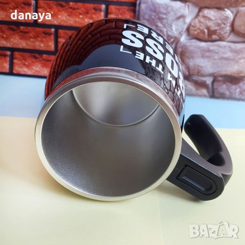 1673 Термо чаша с дръжка и капаче I’m the BOSS here, снимка 3 - Чаши - 30013527