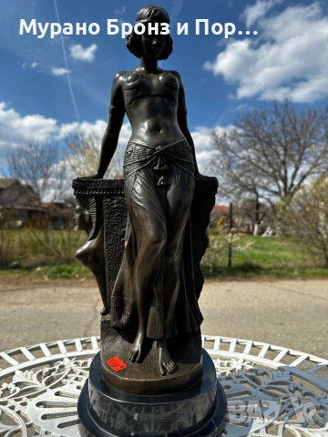 Масивен бронз (15 кг) – „Египетска танцьорка“ Арт Деко, подпис Milo, 58 см