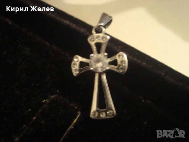 КРЪСТЧЕ БЛАГОРОДНА СТОМАНА с ФАСЕТИРАНИ КРИСТАЛИ 20945, снимка 6 - Колиета, медальони, синджири - 32088923