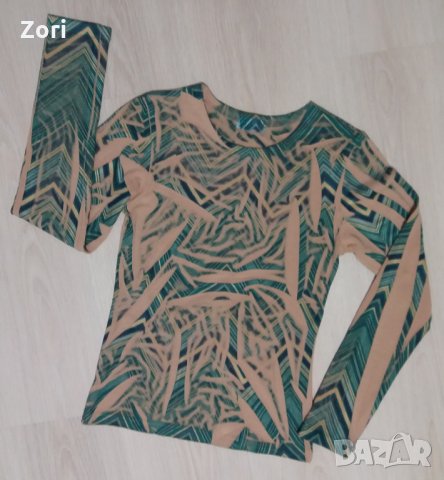 Блуза плетиво в бежово-зелени цветове , снимка 1