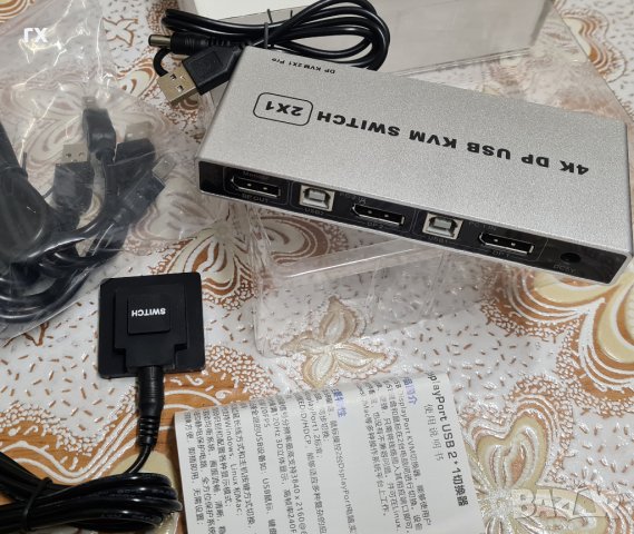 4K DP USB KVM суич, снимка 4 - Кабели и адаптери - 44173312