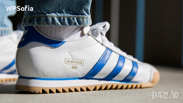 Adidas Originals ROM Leather White Blue Чисто Нови Ест Кожа UK8 / EU42, снимка 5 - Маратонки - 50548879