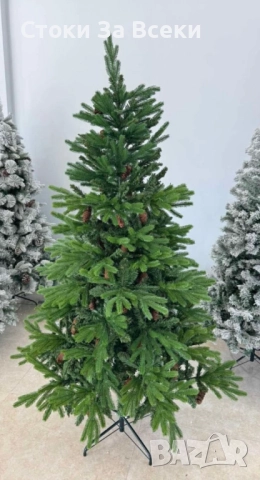 Коледна елха с шишарки и метална стойка – естествена визия, снимка 4 - Декорация за дома - 52339240