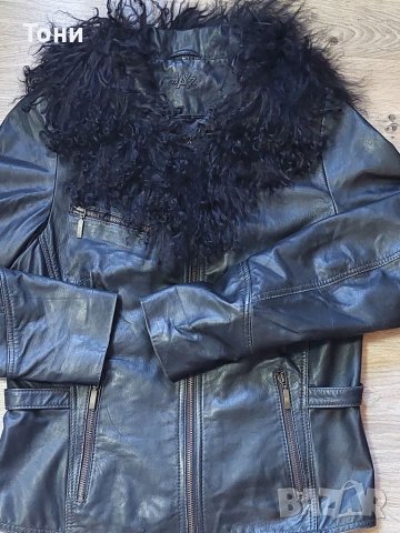 Дамско яке естествена кожа и естествен косъм