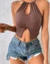 Дамска лятна секси стегната камизолка с деколте , снимка 3