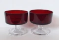 Френски сервиз чаши за мелба десерт шоколад тъмно червено стъкло , снимка 5