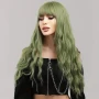 Зелена аниме къдрава перука с бретон, снимка 2