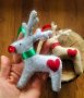 Коледна декорация / Коледна играчка за елха от филц ръчна изработка елен, снимка 1