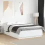 vidaXL Рамка за легло с LED осветление бяла 150x200 см инженерно дърво, снимка 2