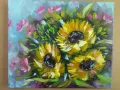 Рисувана картина Слънчогледи, маслени бои, снимка 3
