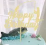Рибар с въдица и риба риболов Happy Birthday картонен топер украса декор за торта рожден ден, снимка 4