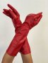 Дълги кожени ръкавици, черни, червени, снимка 11