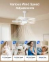 Таванен вентилатор VARICART с осветление и дистанционно управление, 2000LM LED, цокъл Е27, бял, снимка 4