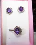 продавам комплект сребърни обеци и пръстен с аметисти, снимка 1